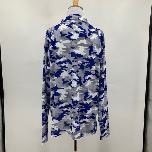 Taylor Jordan Top Womens XL Extra Large Blue Grey Camo Long Sleeve Mock Golf - Picture 7 of 13